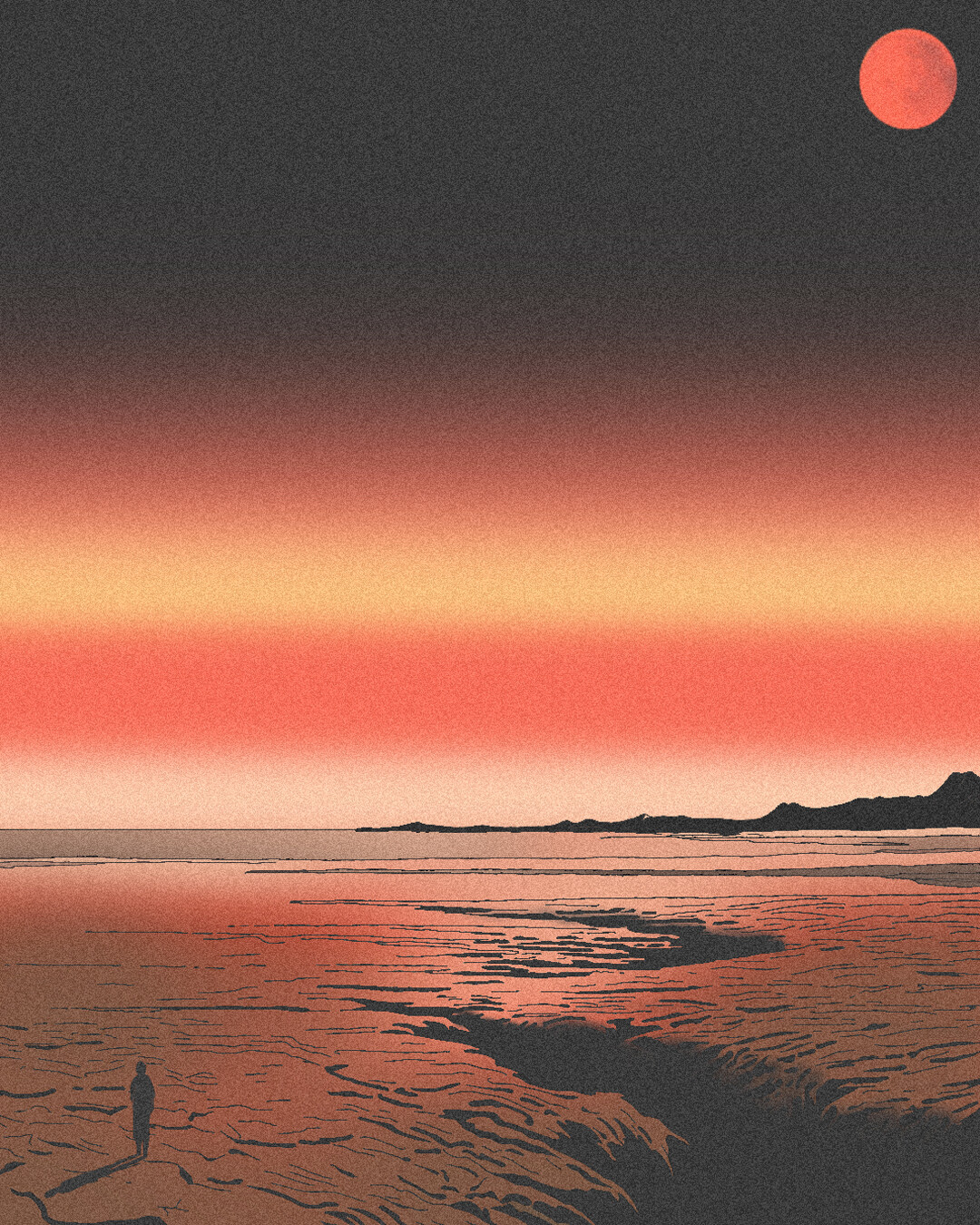 Red Moon Over the Black Sea, personal illustration by Debandolero
