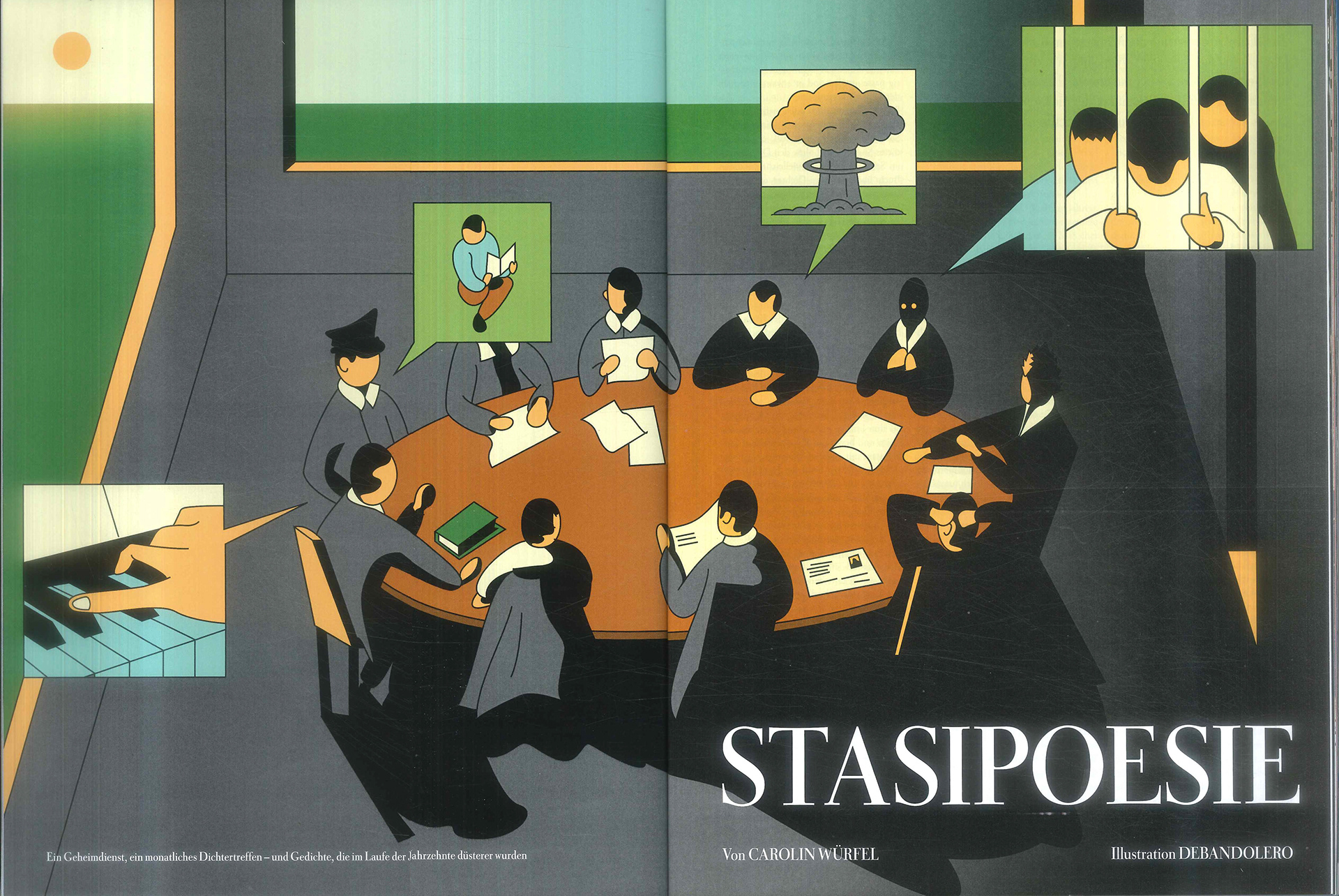 ZEIT Magazin double-page illustration by Debandolero